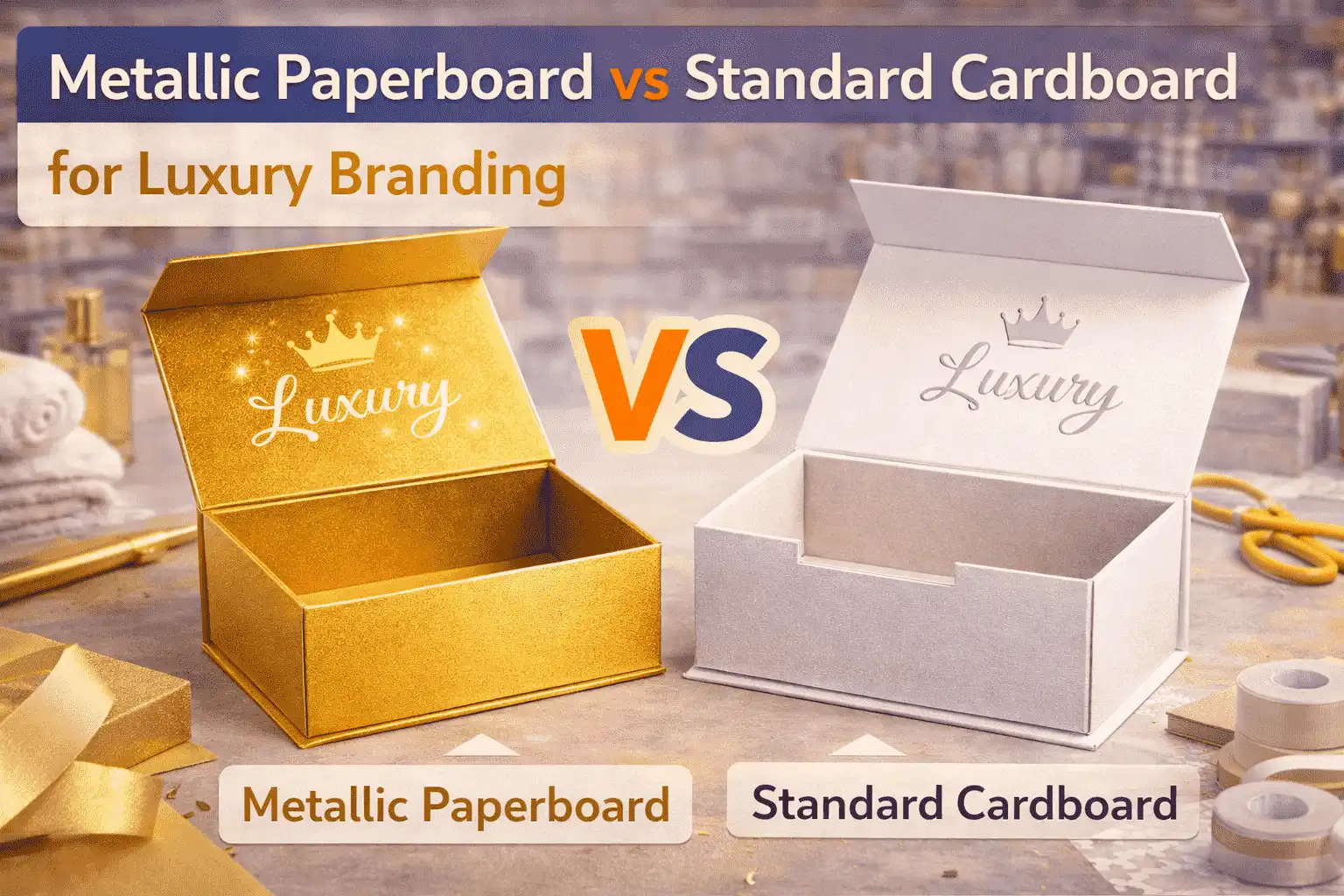 Metallic Paperboard vs Standard Cardboard for Luxury Branding